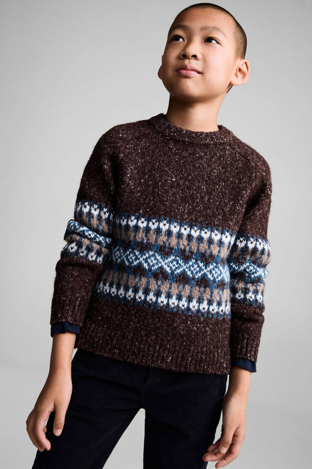 Mango Kids trui donkerrood gebreid