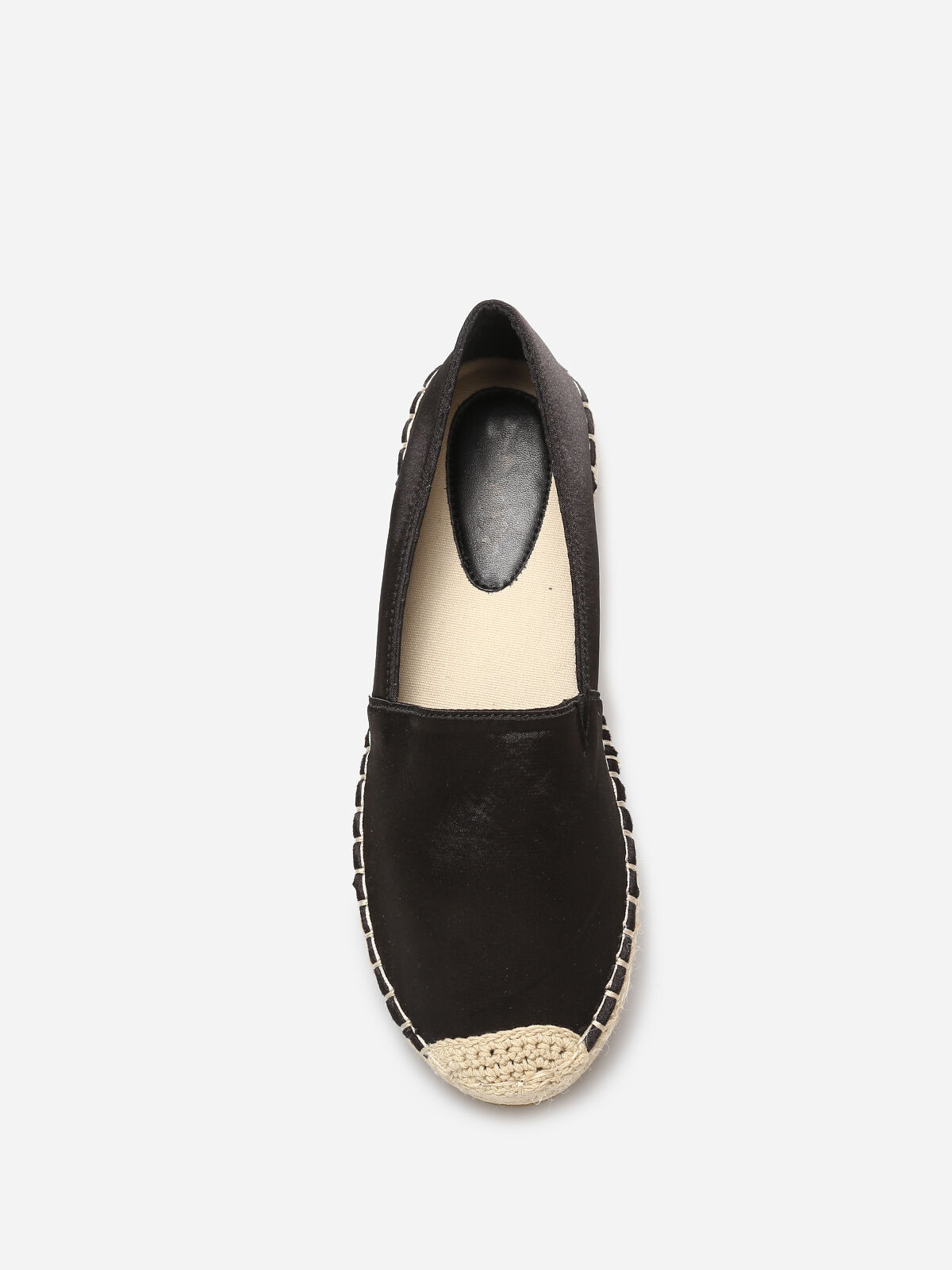 Espadrilles plates à effet satiné- Noir
