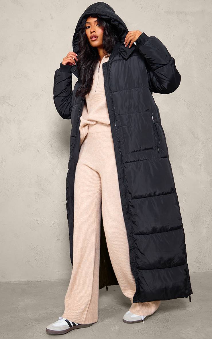 Noir Manteau Doudoune Long Maxi À Casynthétiqueche Tall