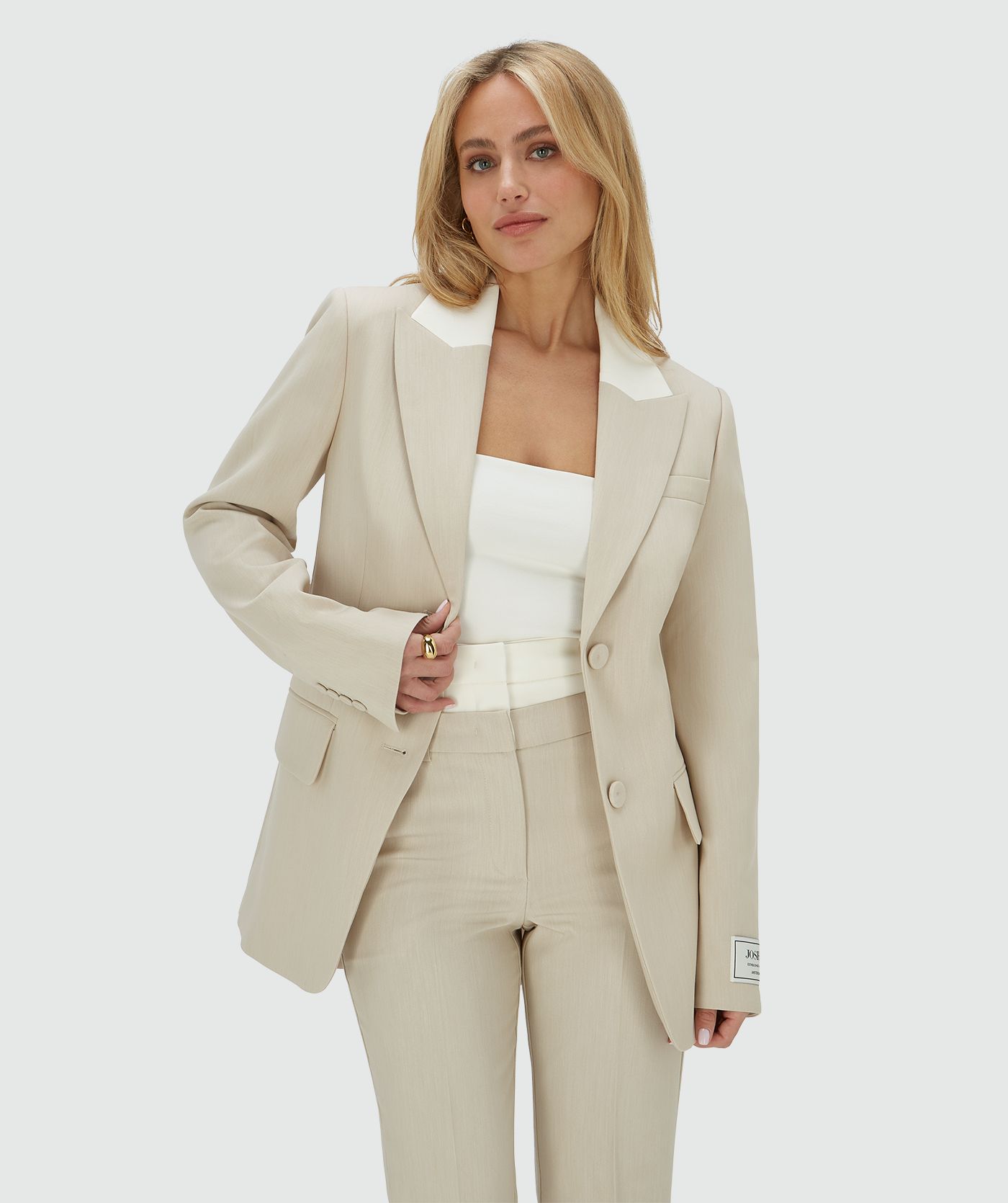 JV-NILA fitted blazer - ecru melange