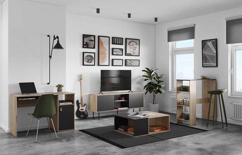 Vibe - Tv-meubel - Eik/Zwart - Spaanplaat - 150cm