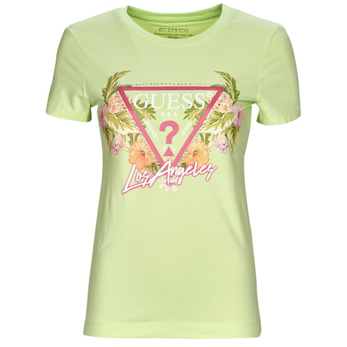 Guess - SS CN TRIANGLE FLOWERS TEE - Vert