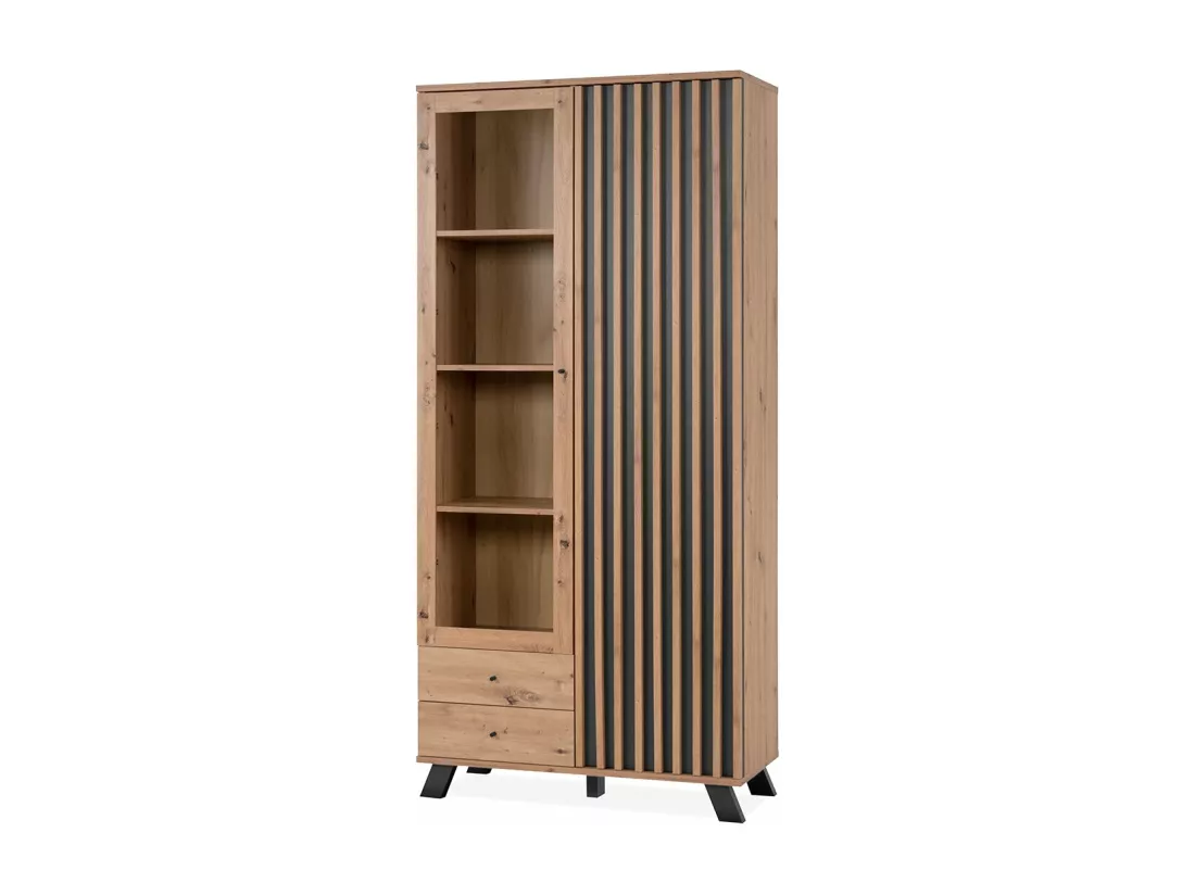 Vaisselier 2 Portes et 2 Tiroirs Décor Chêne L92 cm - LUBLIN