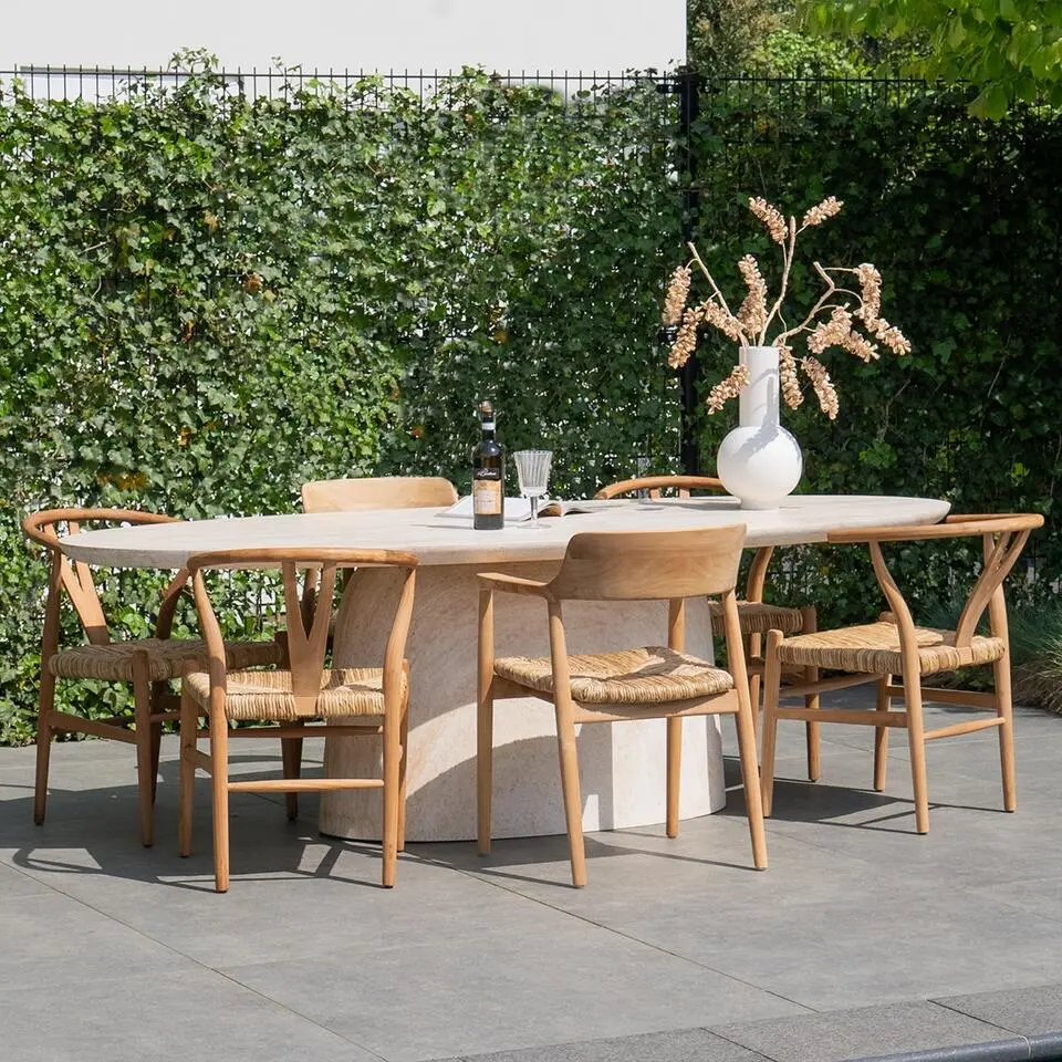 Tuintafel Ovaal - Naturel Travertin - 200x100x74cm - Myrna