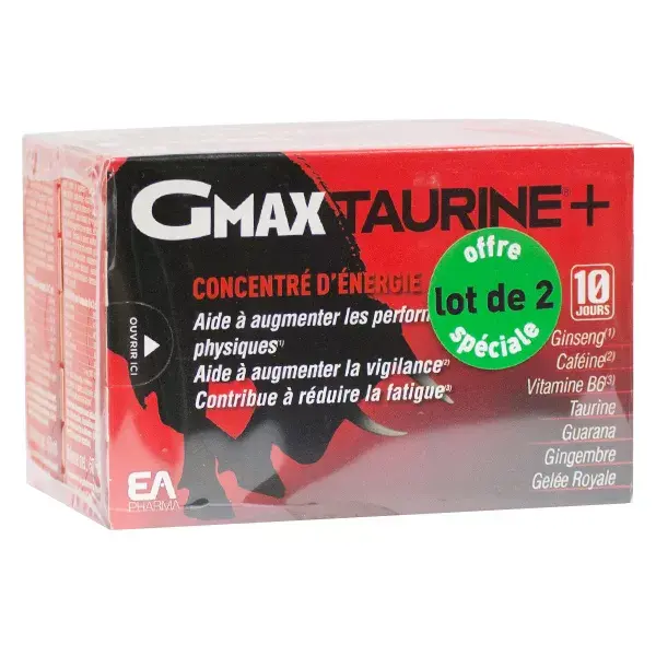 Granions EA Pharma GMax Taurine+ Concentré d'Energie Goût Orange Lot de 2 x 30 ampoules