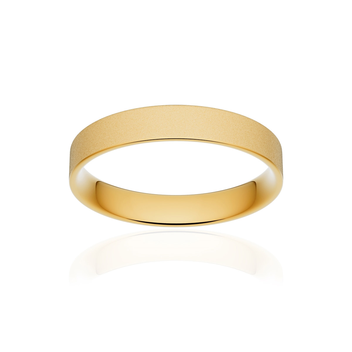Alliance or 750 jaune sablé ruban plat confort 3,5mm