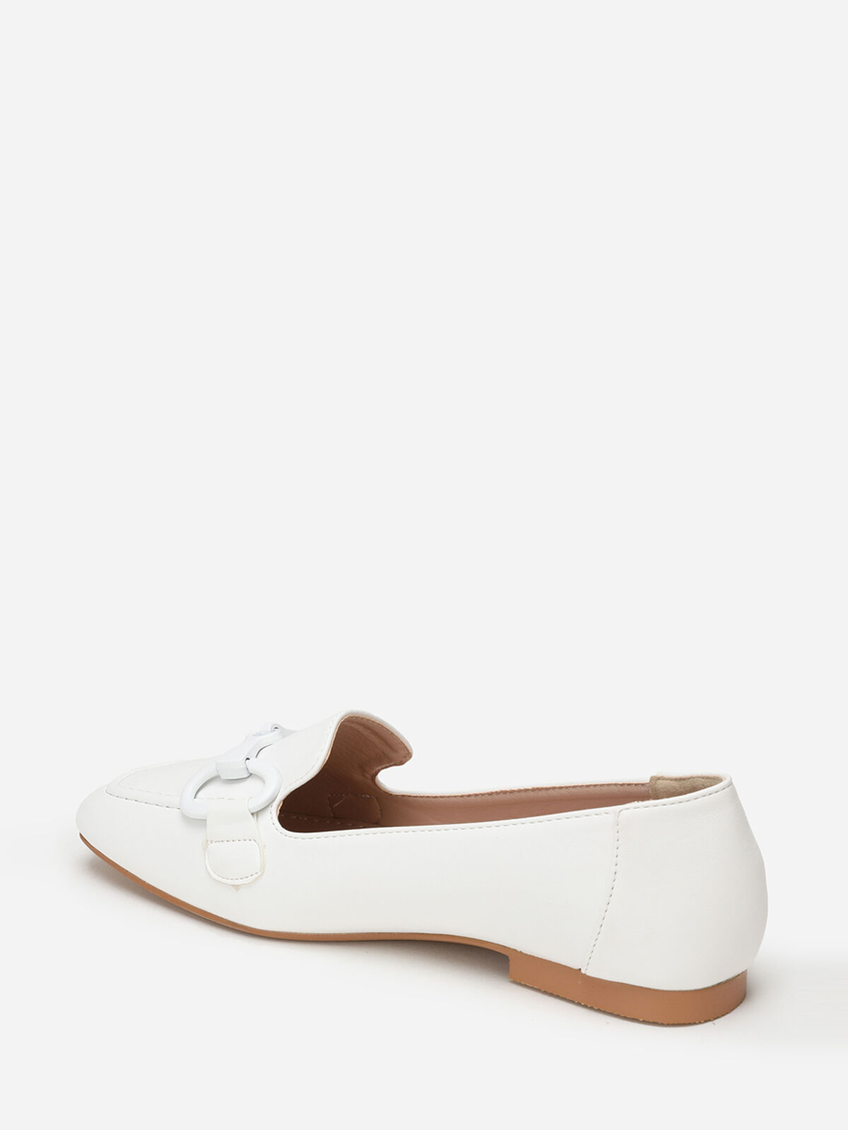 Mocassins à bride métallique et surpiqûres- Blanc