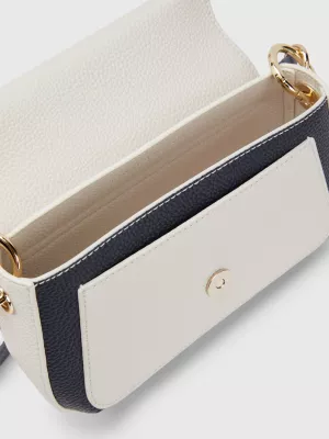 Bolsa transversal com monograma em blocos de cores