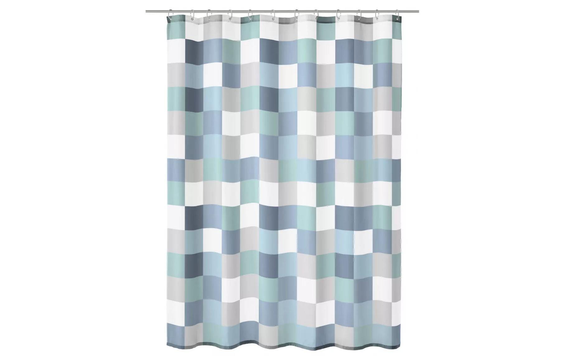 Duschvorhang Check 120 x 200 cm, Blaugrau/Grau/WeissDuschvorhang aus Polyester