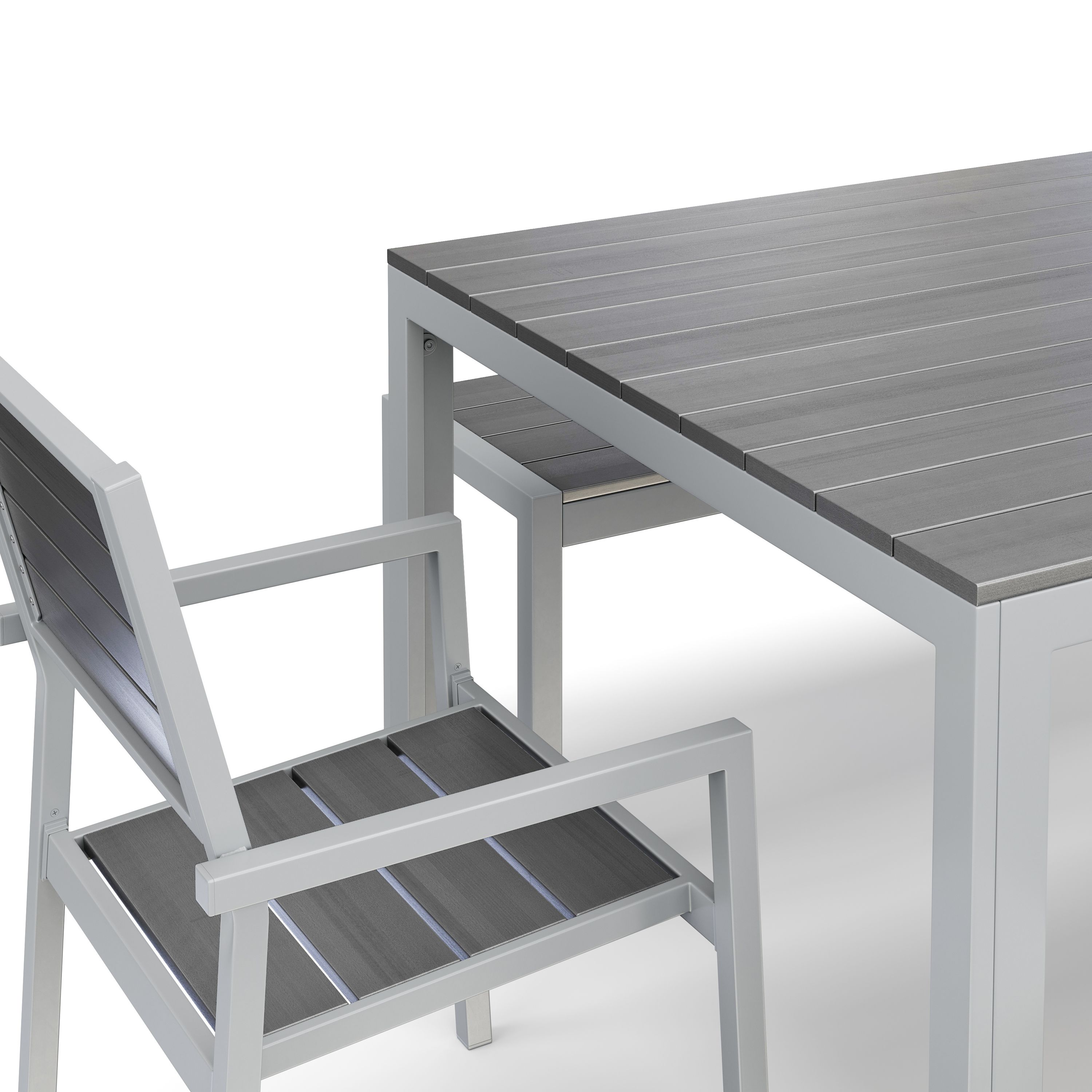 Gartenmöbel Set KAVO 2 Stühle + 2 Bänke grau