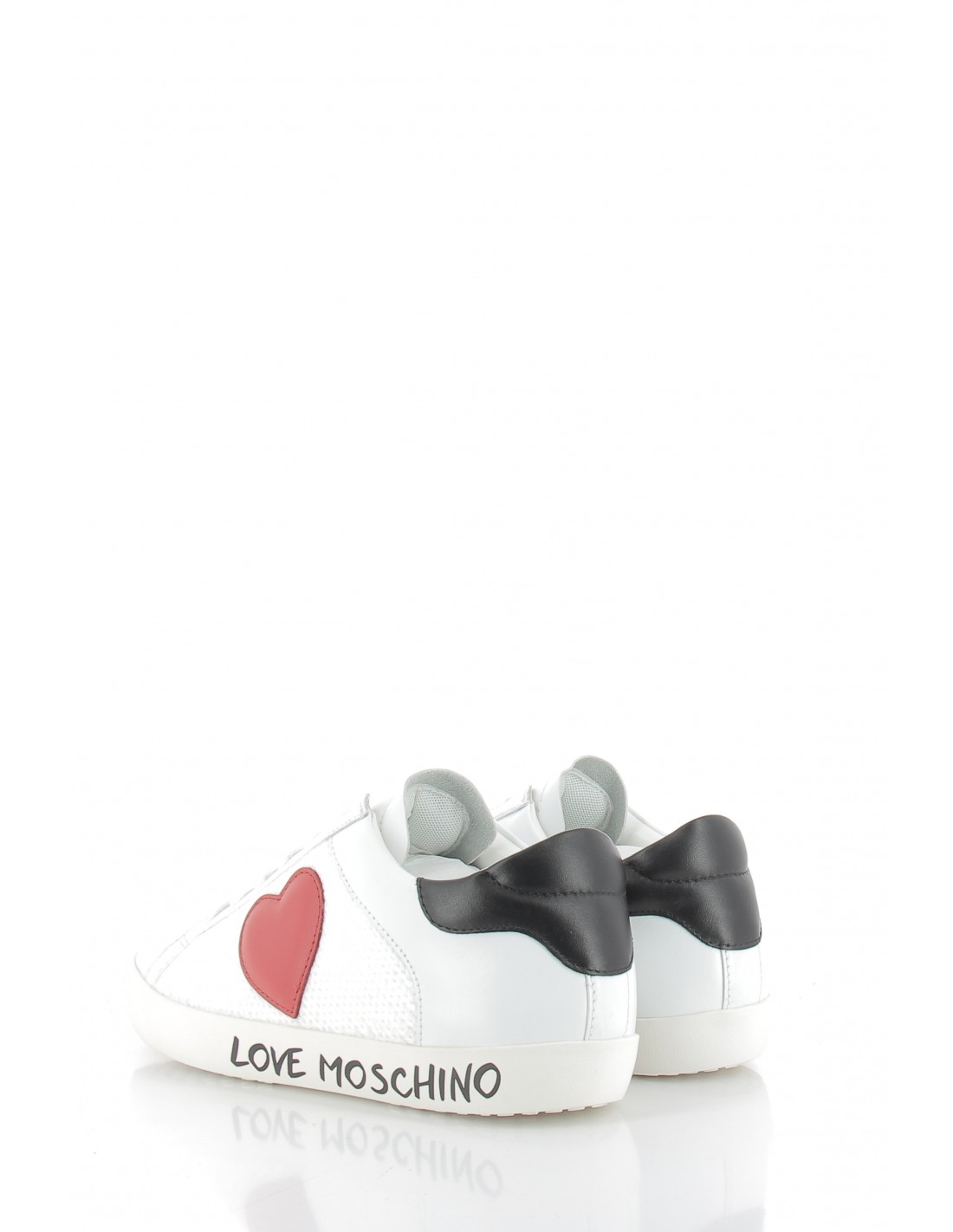 moschino love baskets de ville femme sneakers casse cuir blanc