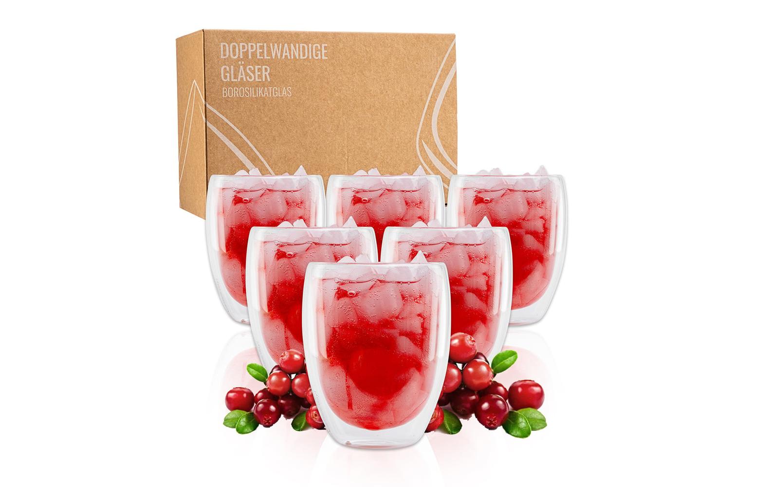 Latte Macchiato Gläser 330 ml, 1 Stück, TransparentDoppelwandiges Borosilikatgläser Set