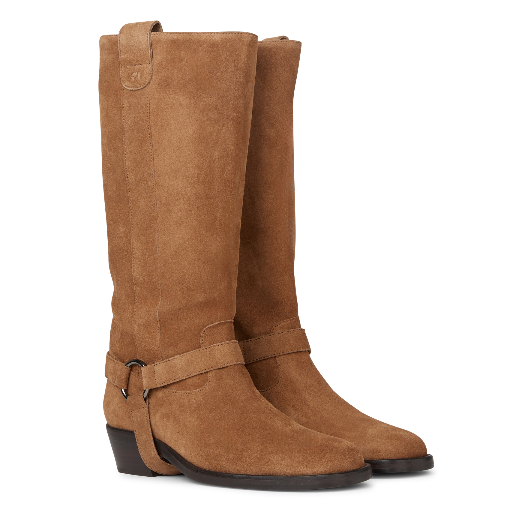 CARMA 45 - Botte western à harnais en cuir velours | Marron