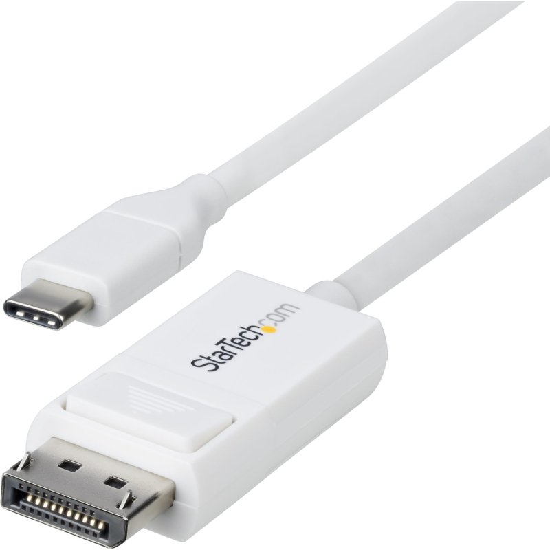 StarTech.com Câble USB-C vers DisplayPort 1.2 de 2 m, Bidirectionnel, 4K 60 Hz, Cordon Adaptateur Vidéo Blanc pour Apple MacBook Pro / Air M1 M2 M3 M4, Mac Mini / Studio, Compatible Thunderbolt