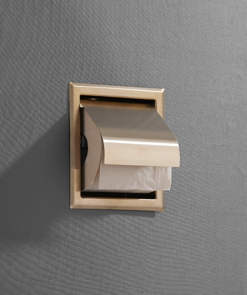 Saniclear Brass inbouw toiletrol houder met klep geborsteld messing - mat goud