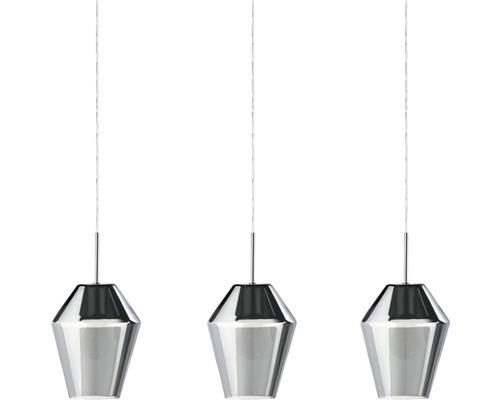 Hanglamp 3-lamps L 77 cm chroom/transparant