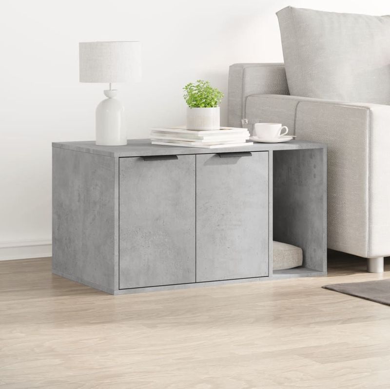 vidaXL - Kattenbakkast - Betongrijs - 80x50x45 cm - Bewerkt Hout