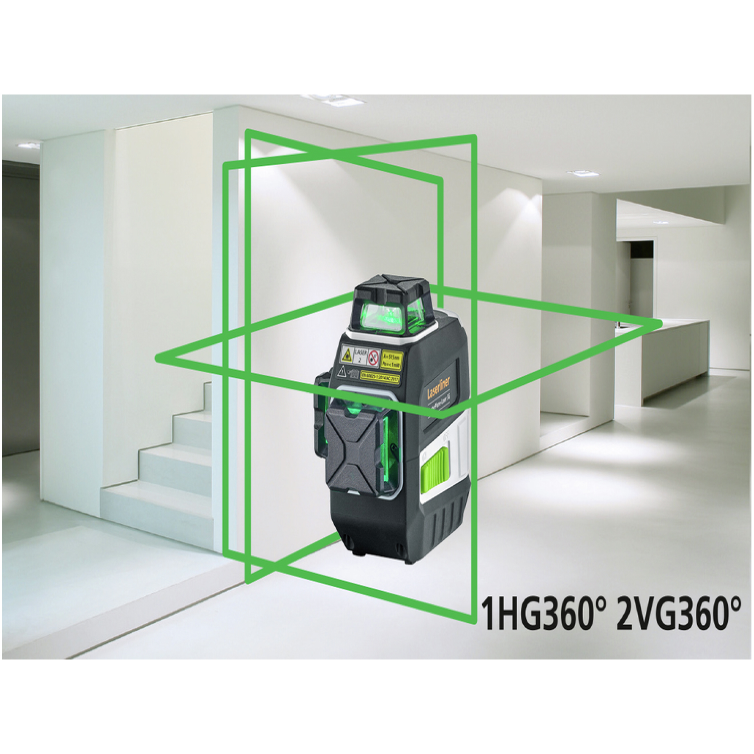 Laserliner MasterPlane-Laser 3G Pro 360° Kruislijnlaser set in L-boxx - 3 lijnen - groen - 3x 55m - IP64