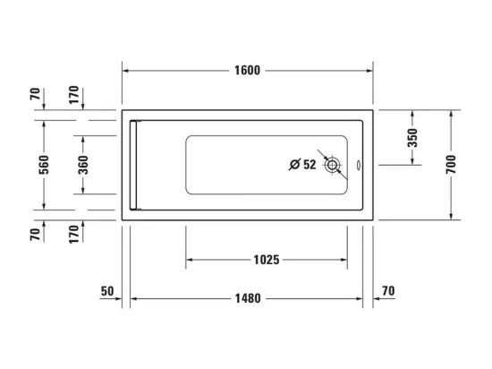 Baignoire droite 160x70 DURAVIT Starck