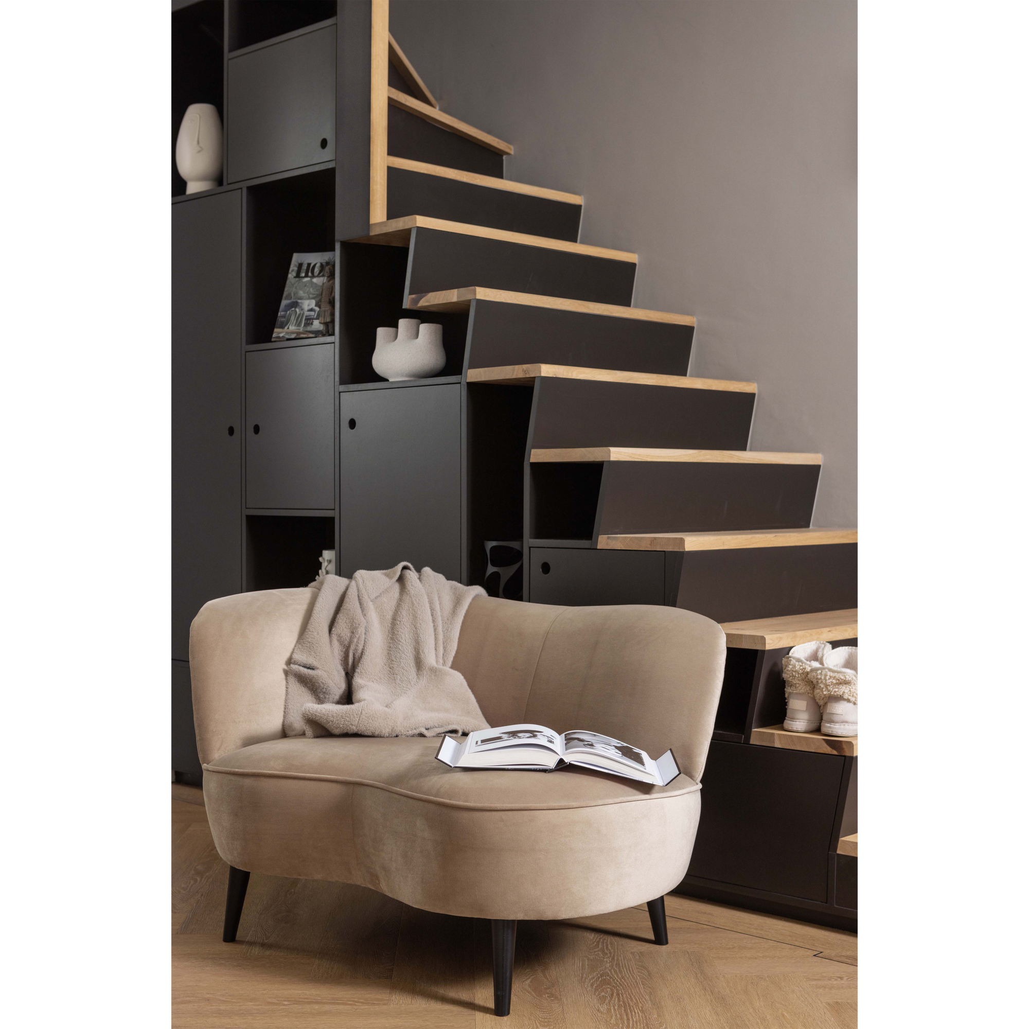 Lounge fauteuil Sara Sara Lounge Fauteuil Links - Fluweel - Khaki