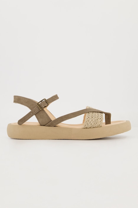 Sandalen, zweifarbig, Flechtriemen, Weite H