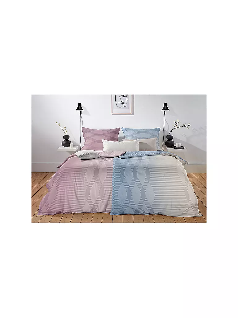 FLEURESSE Satin Bettwäsche MODERN LIFE B 70x90cm/140x200cm  blau