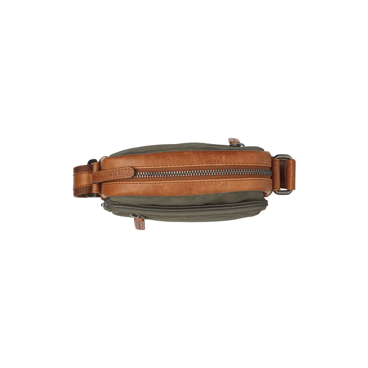 The Chesterfield Brand Nylon Wax Pull Up Karlstad Schoudertas Steel Green
