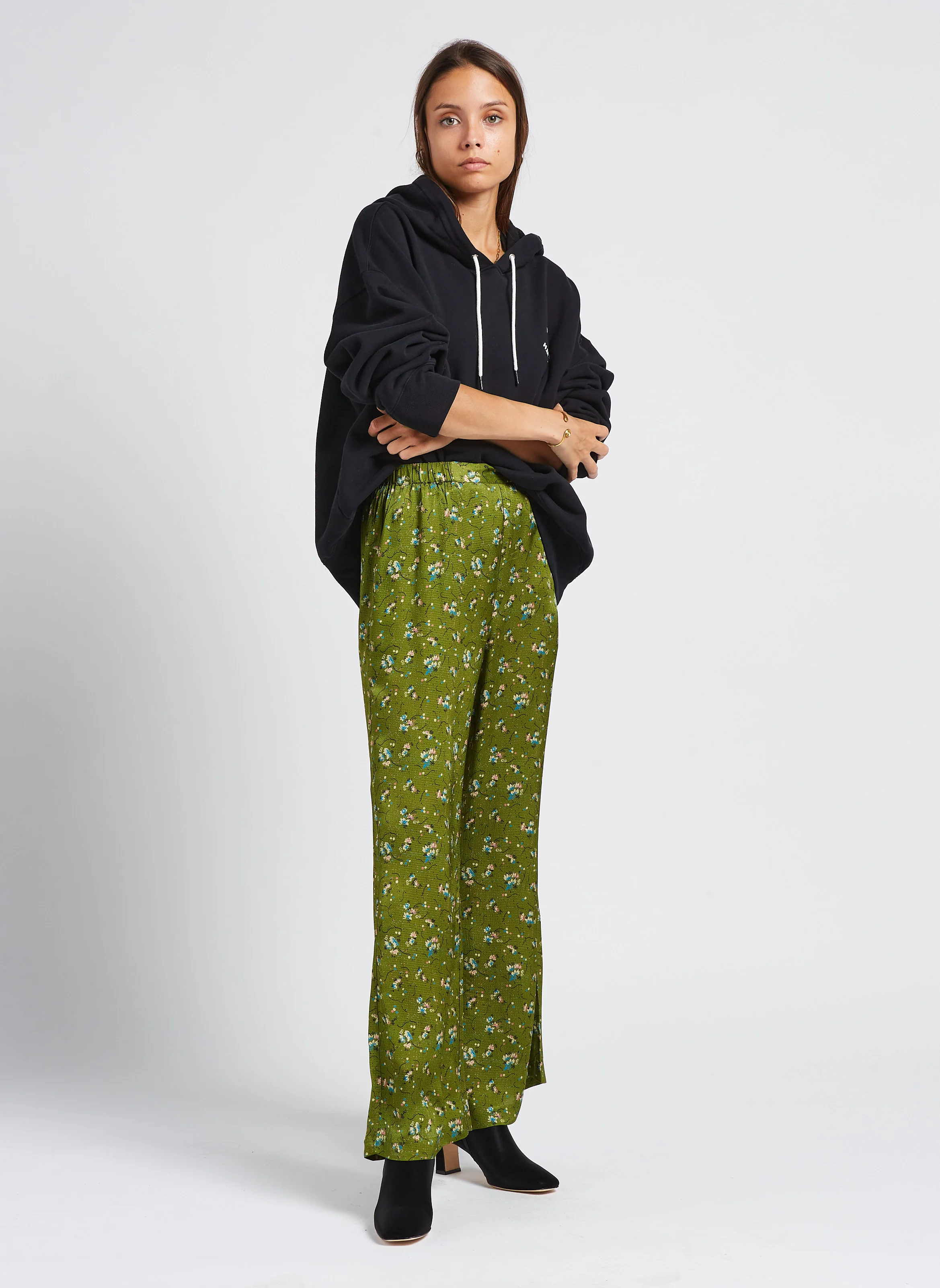 GAN - Pantalon large imprimé fleuri | Vert