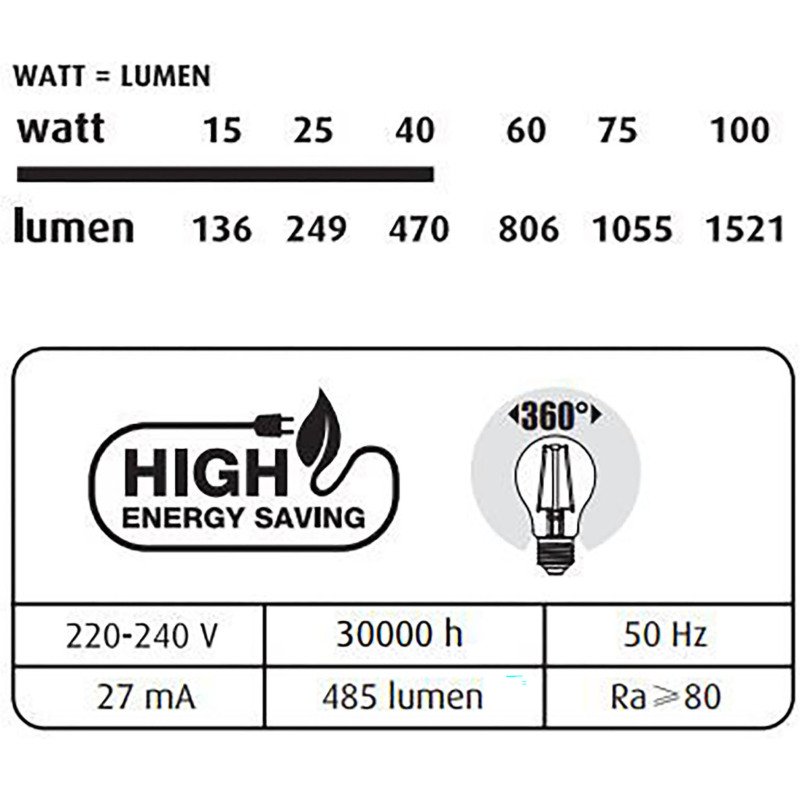 Ampoule LED - E27 - 2,3 W - Standard à filament