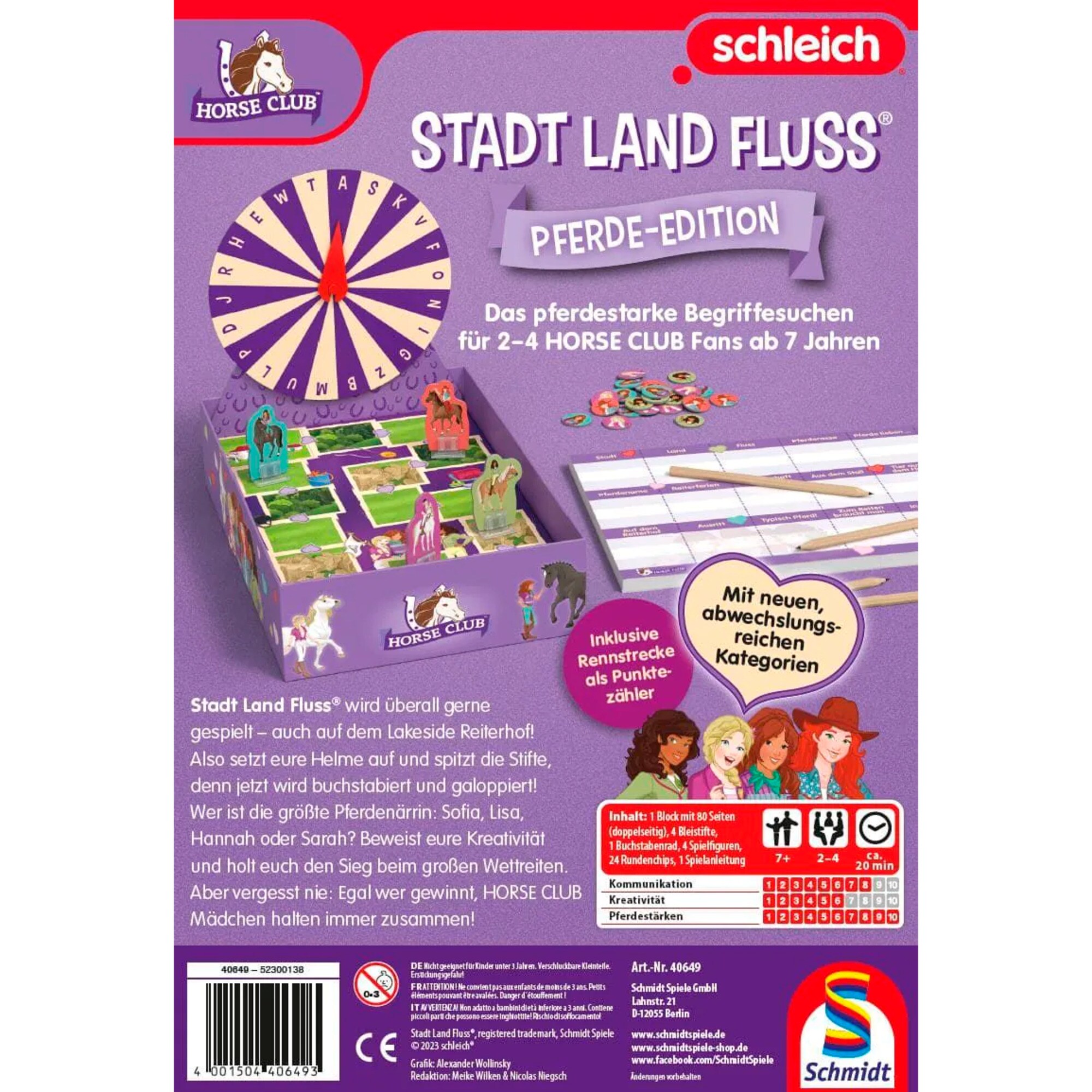 Schmidt Spiele Gesellschaftsspiel Schleich: Horse Club - Stadt, Land, Fluss
