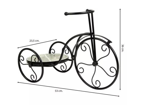 Support vélo en mosaïque et fer forgé noir 53x23.5x36h