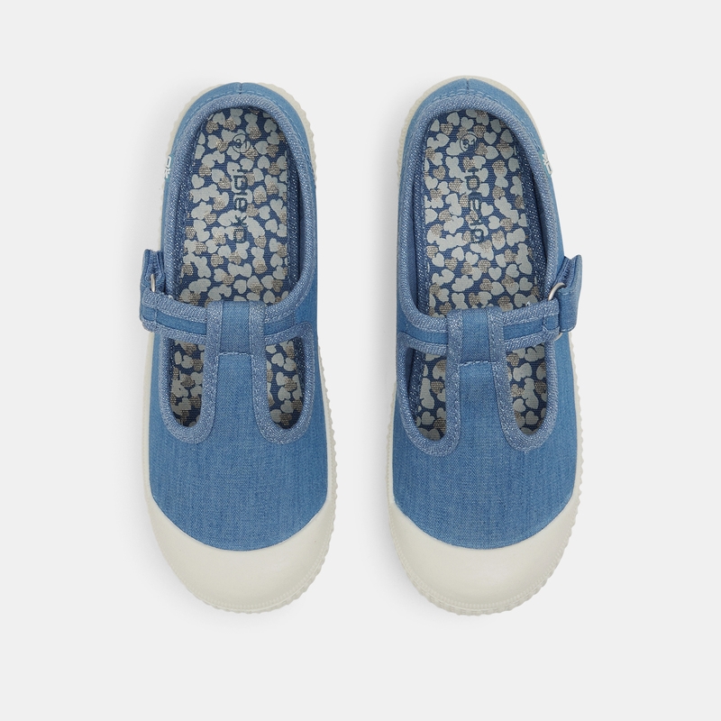Ballerines toile forme salomé bleues fille