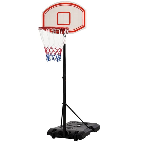 Utendørs basketballkurv justerbar bærbar høydejusterbar kurv 212-250 cm base med hjul metallstolper svart hvit |