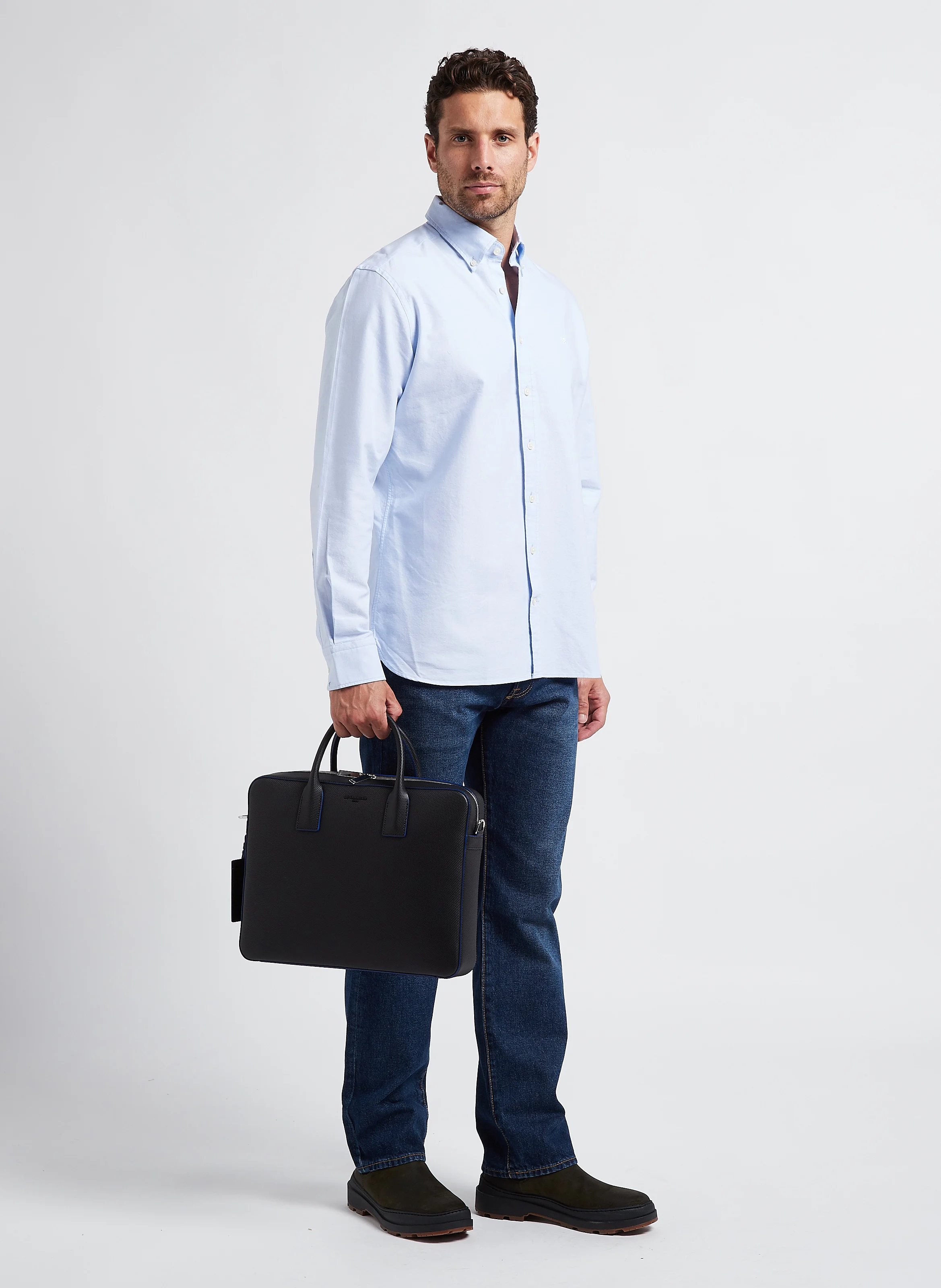 Chemise col classique en coton| Bleu