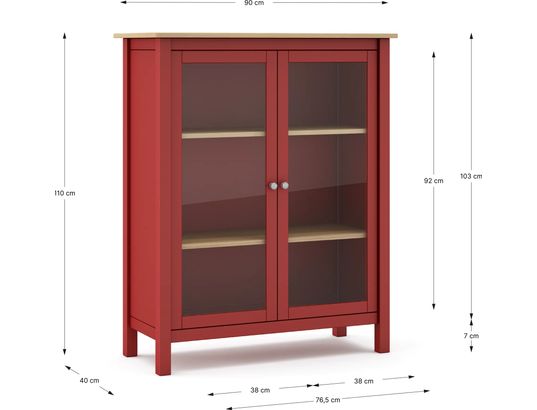 CONCEPT1 - Vitrine Misti 2P rouge chêne 90 x 40 x h110