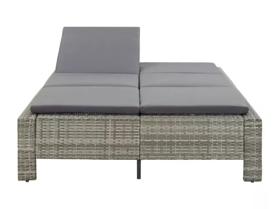 Transat à 2 places avec coussin Gris Résine tressée