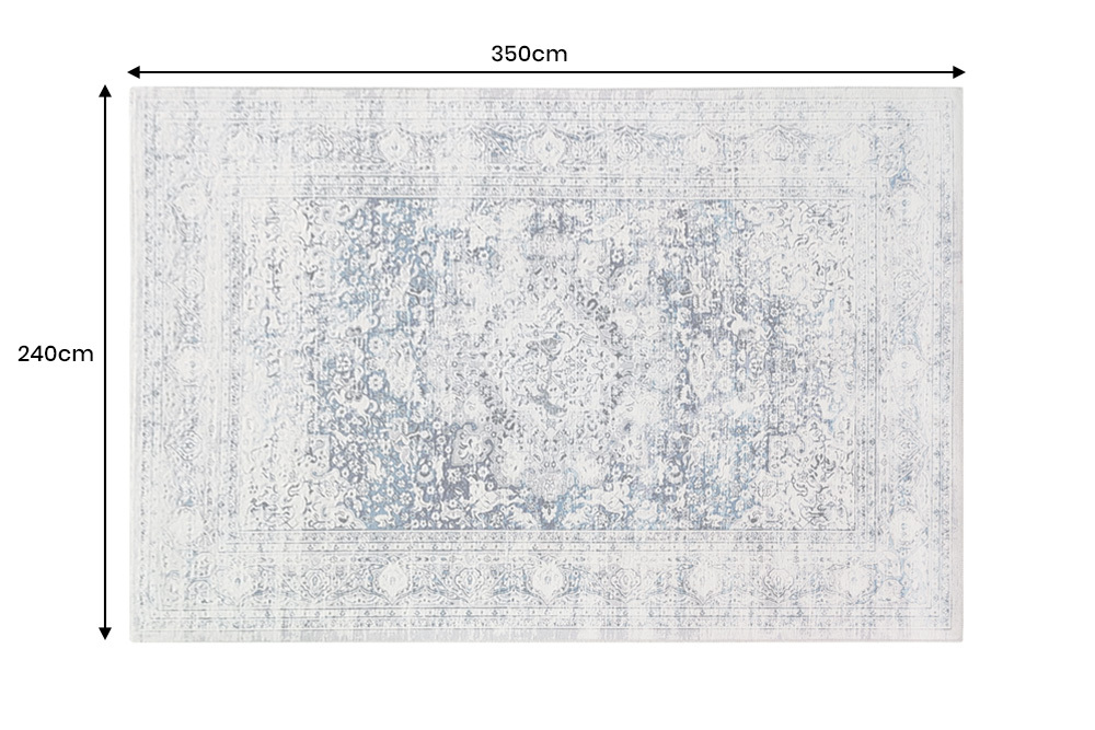 Orientalischer XXL Teppich OLD MARRAKESCH 350x240cm grau blau Flachgewebe