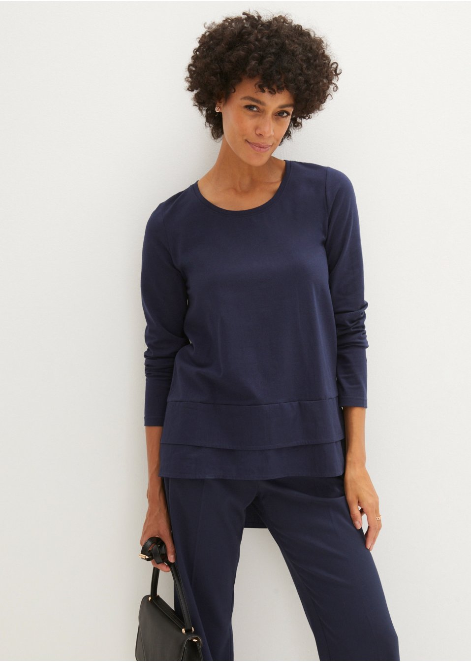 T-shirt long avec empiècement chemisier