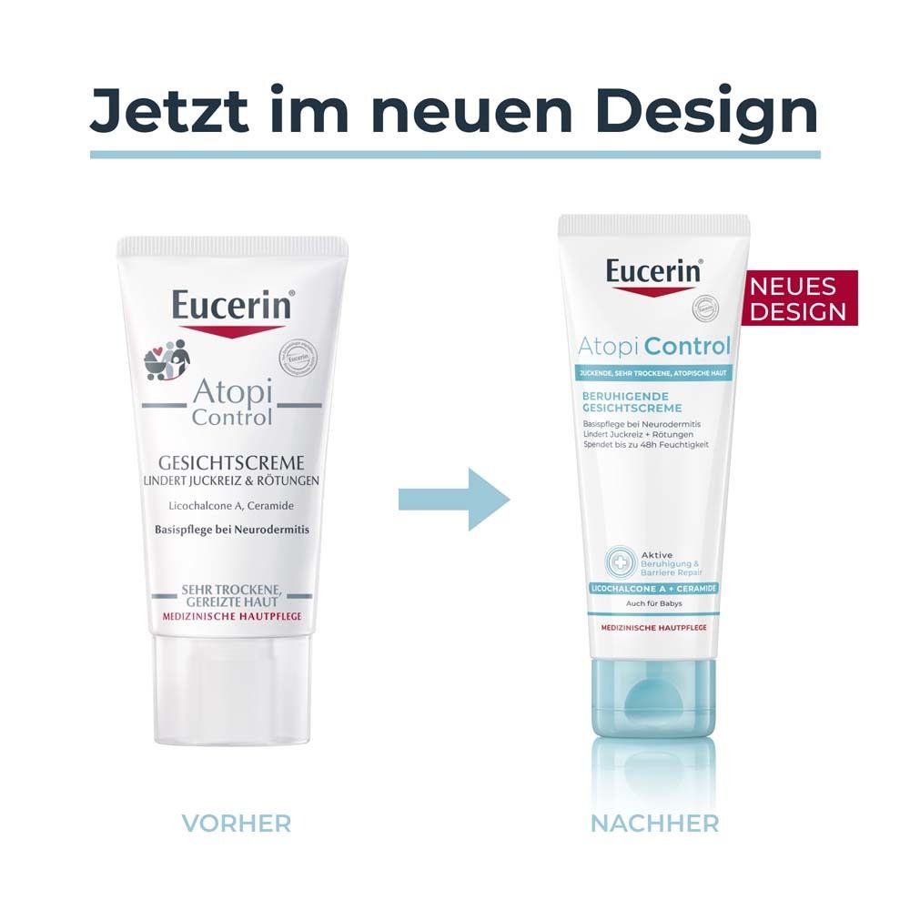 Eucerin® AtopiControl Beruhigende Gesichtscreme – Feuchtigkeitsspendende Pflege für trockene Gesichtshaut - Jetzt 3€ sparen mit Code 