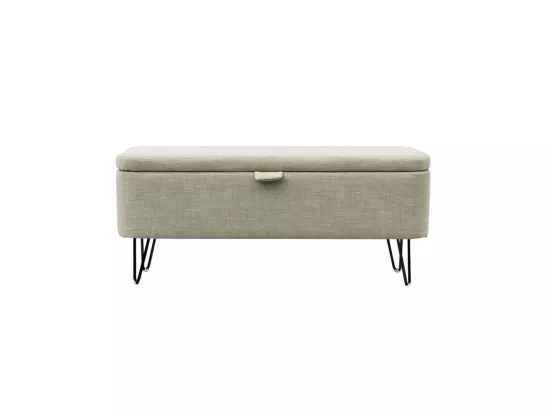 Bout de Lit avec Rangement en Tissu Pieds Épingles Noirs - L101cm