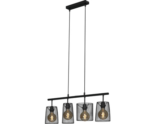 Hanglamp, 4-lichts, HxL 120x74 cm, zwart