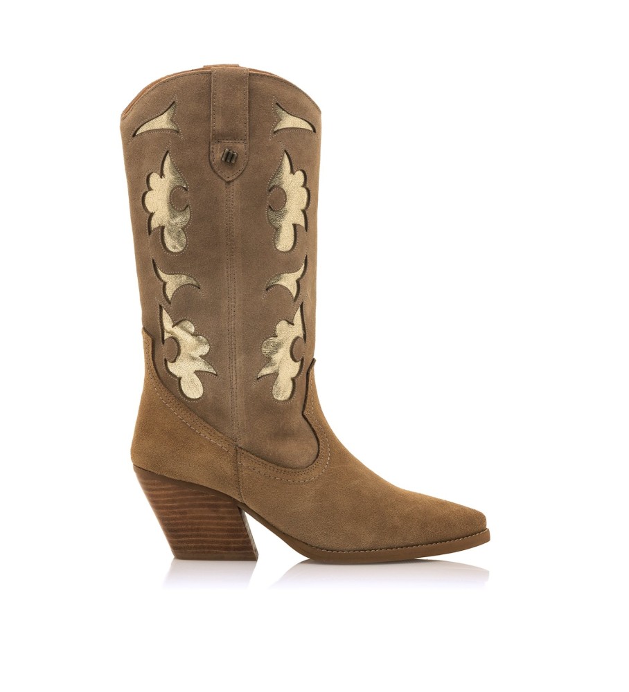 Botas Mustang Missouri em couro marrom - Salto de 5 cm -