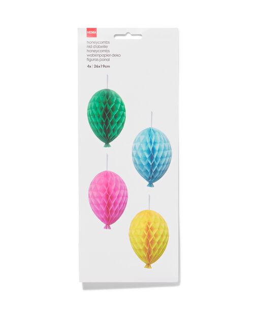 4 décorations en papier alvéolé - ballon