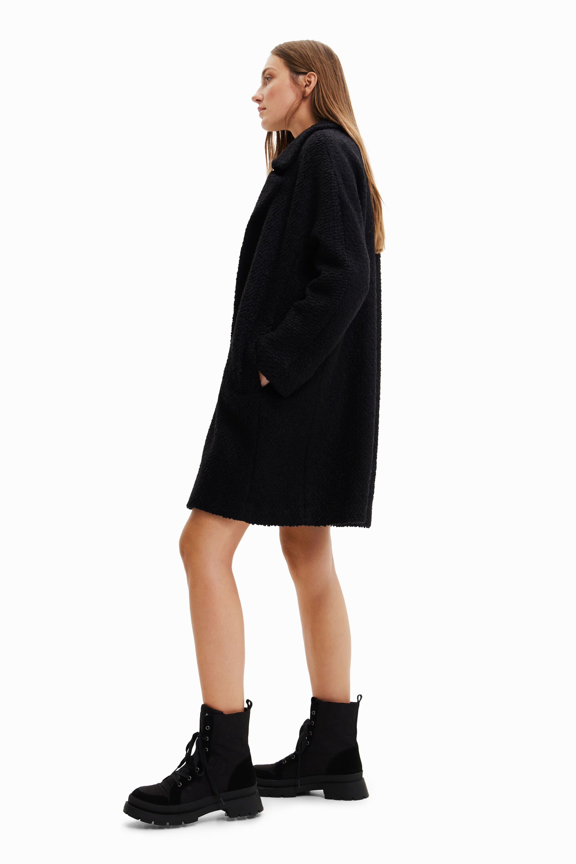 Manteau droit laine