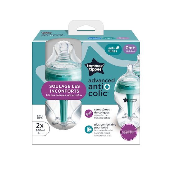 Biberon anti-colique avancé Lot de 2   Transparent        260 ml   de               Tommee Tippee