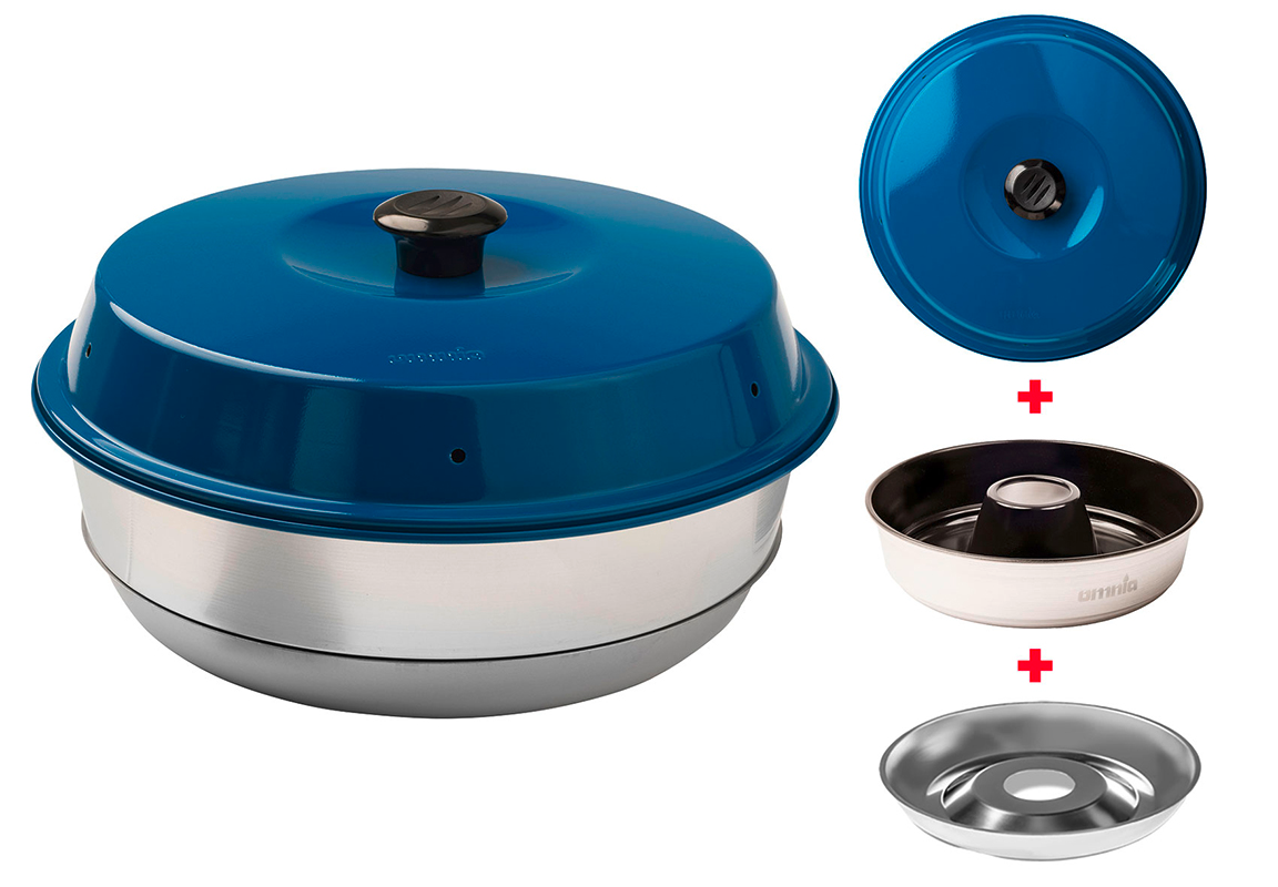 Omnia Campingbackofen Set 3-teilig mit Classicform Antihaftbeschichtung 2 Liter Blau