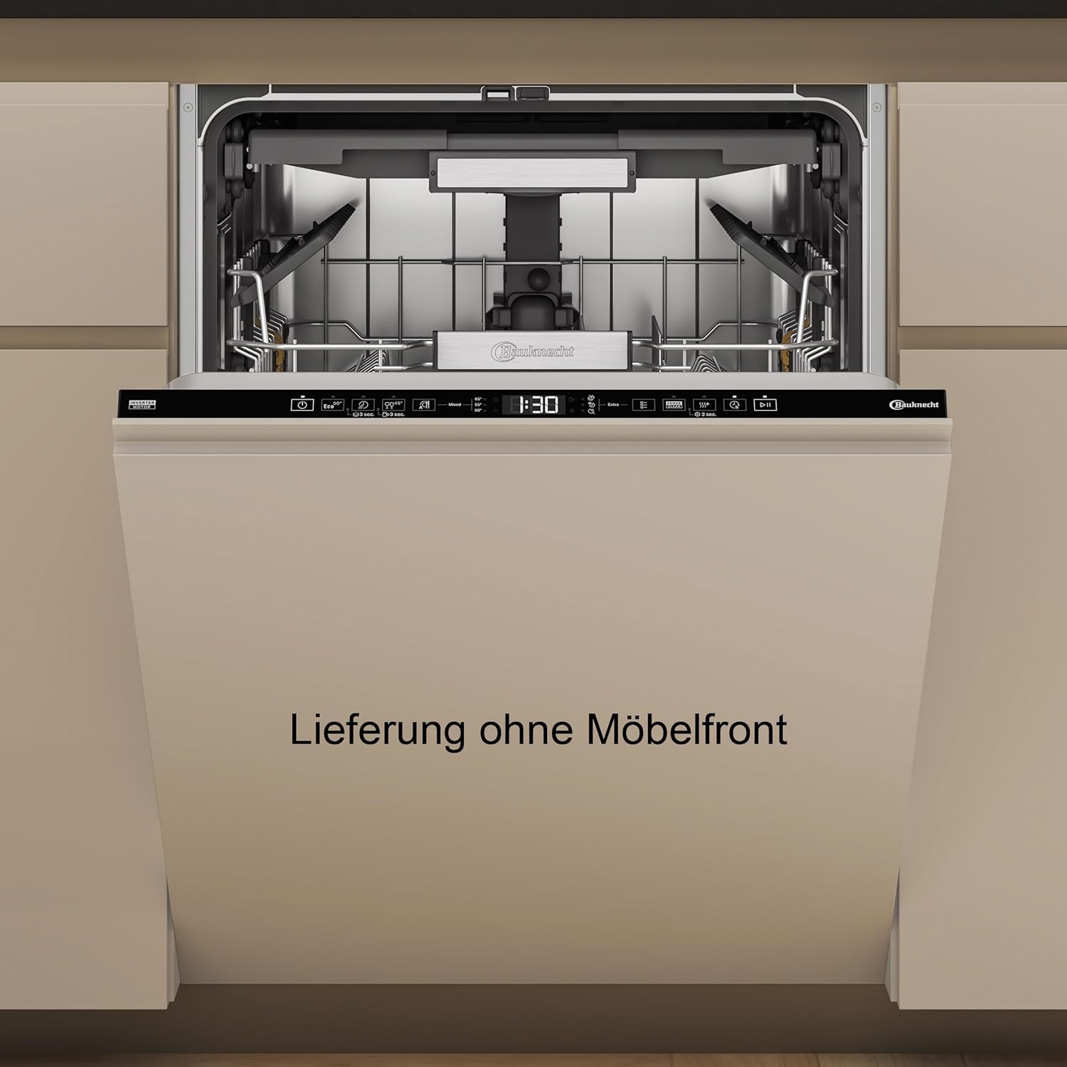 Bauknecht B7I HT58 TC Vollintegrierbarer Geschirrspüler/60 CM/15 Maßgedecke/PowerClean Pro-Effektive Hochdruckdüsen/Natural Dry-Automatische Türoffnung-Bessere Trocknung/MaxiSpace-Mehr Innenraum