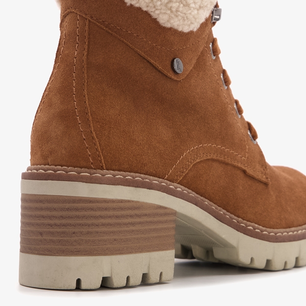 Hush Puppies suède dames veterboots bruin