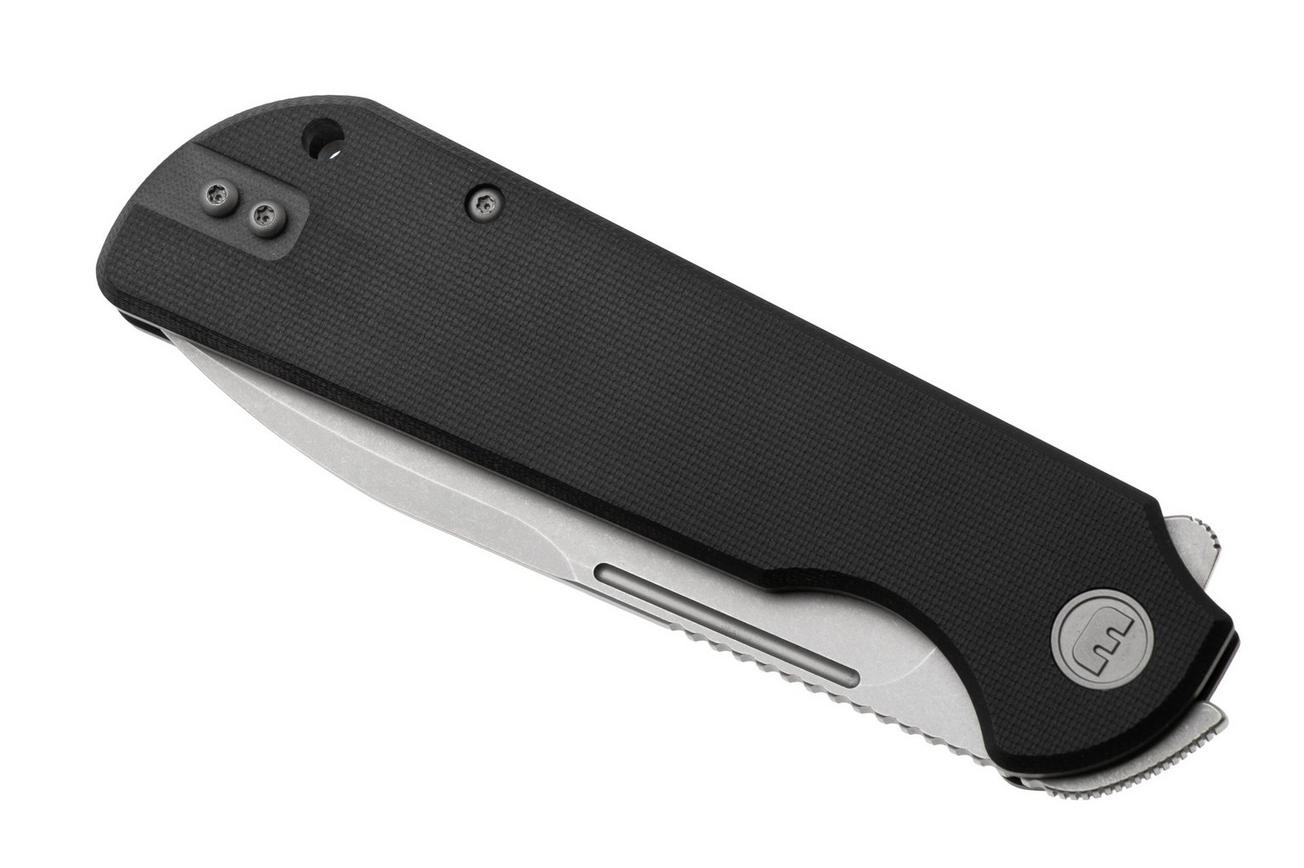 Eutektik Binary BIN-BSW-L Stonewashed 14C28N, Black G10, linkshandig zakmes
