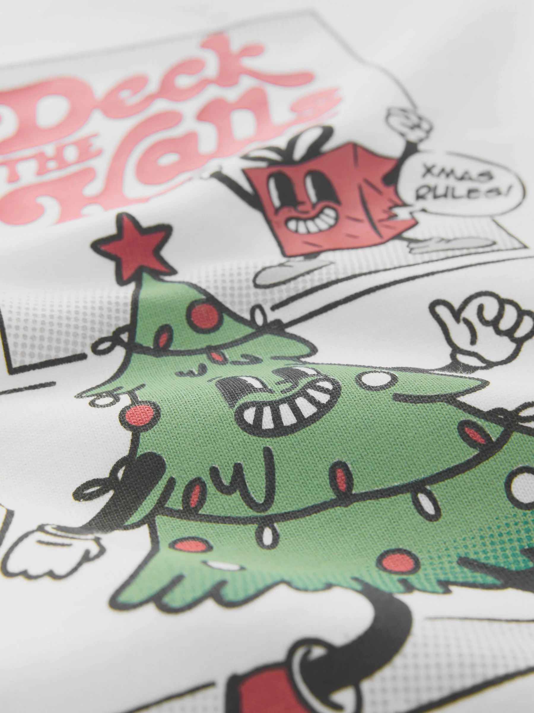 Wit komische strip - Relaxed fit - Kerst T-shirt